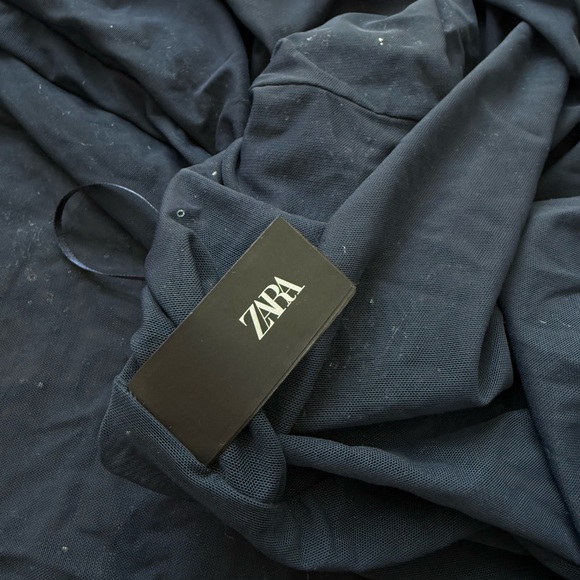 NWT Zara Collection Navy Embroidered Asymmetric Beaded Skirt - Picture 14 of 15